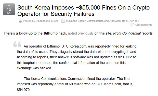 Bithumb gets a $55,000 fine for July hack