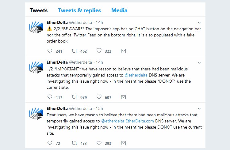 Hackers Hijack DNS Server of Crypto-to-Crypto Exchange EtherDelta  
